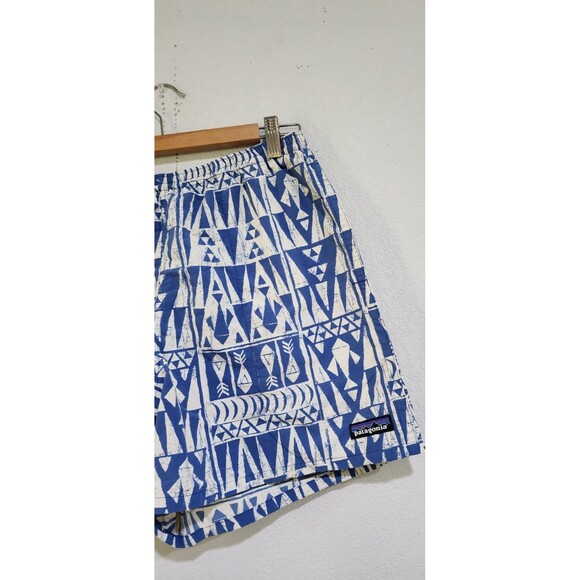 Patagonia Mens Geometric Swim Suit Trunks Drawstring Abstract Blue Hawaiian M - Picture 4 of 12